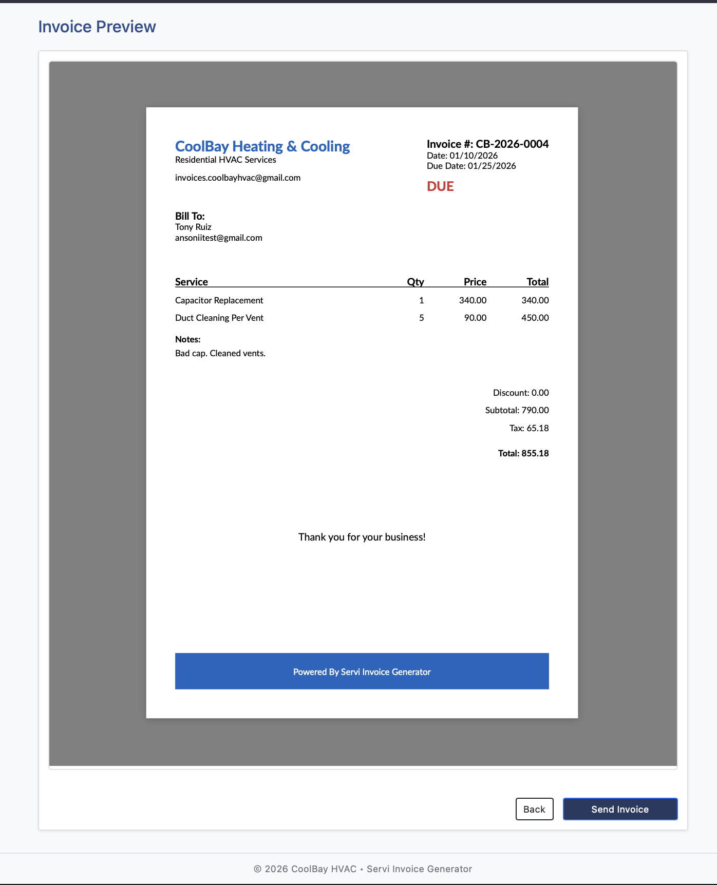 Invoice preview